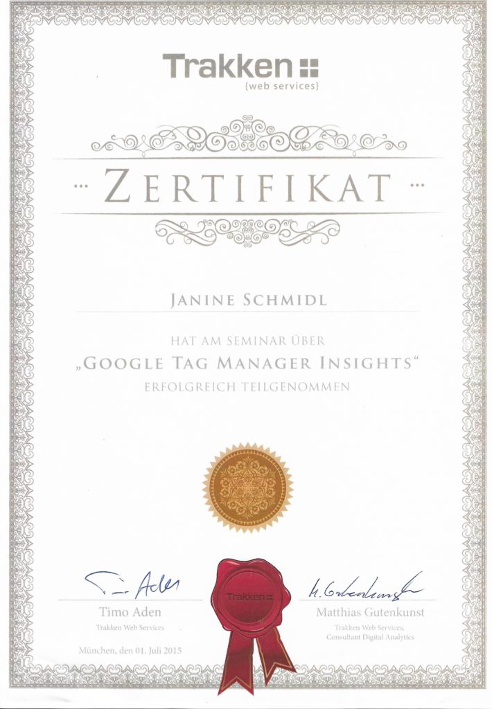 Zertifikat Google Tag Manager